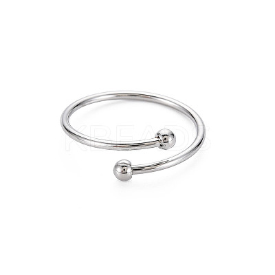 Non-Tarnish 304 Stainless Steel Double Beaded Thin Open Cuff Rings LS-RJEW-N038-048P-1