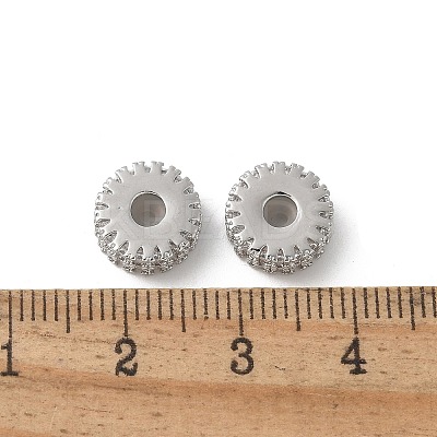 Brass Micro Pave Cubic Zirconia Daisy Spacer Beads KK-U052-32P-NF-1