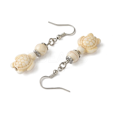 Starfish & Tortoise Synthetic Turquoise Beaded Stretch Bracelets & Dangle Earrings Kits SJEW-JS01311-01-1