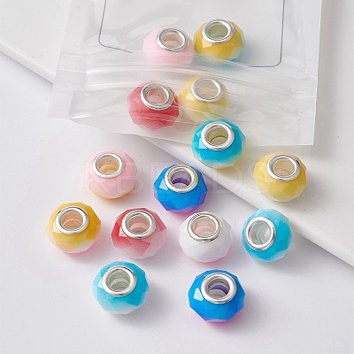 14Pcs 7 Colors Glass European Beads GPDL-YW0001-03-1