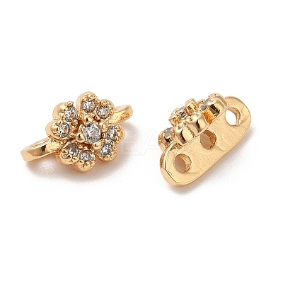 Brass Micro Pave Clear Cubic Zirconia Connector Charms KK-B074-48G-1