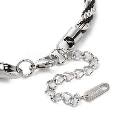 304 Stainless Steel Rope Chain Bracelets for Women BJEW-G712-14A-PEB-1