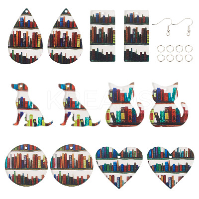 DIY Bookshelf Acrylic Dangle Earring Making Kit DIY-TA0009-66-1