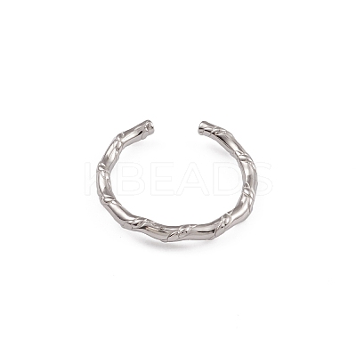 304 Stainless Steel Rattan Open Cuff Rings for Women RJEW-G285-03P-1
