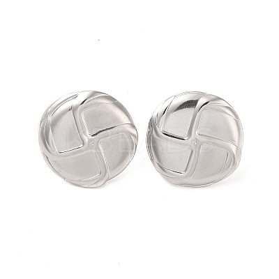 Non-Tarnish Flat Round 304 Stainless Steel Stud Earrings for Women EJEW-L272-014P-1