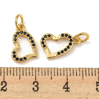 Rack Plating Brass Micro Pave Black Cubic Zirconia Pendants KK-A200-18G-1