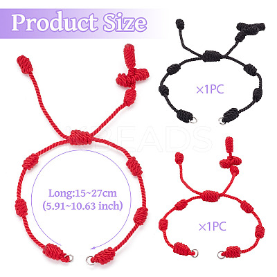 2Pcs 2 Colors  Adjustable Braided Nylon Cords Bracelet Making AJEW-TA0001-51-1