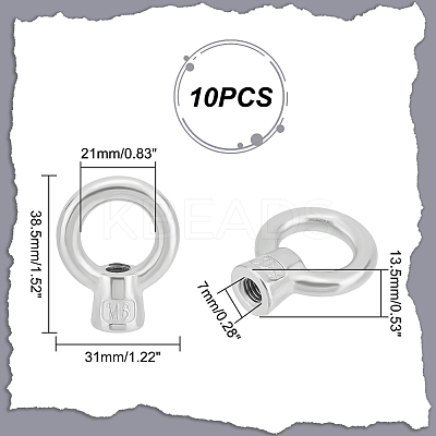 10Pcs 304 Stainless Steel Lifting Eye Nuts FIND-UN0001-75A-1