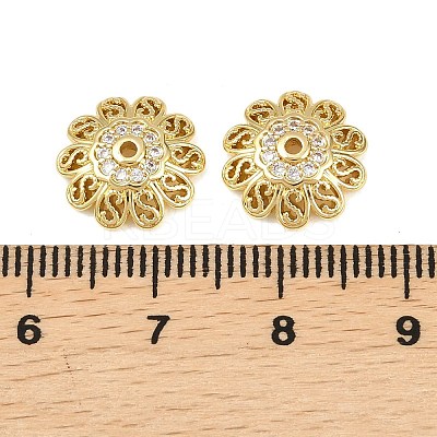 Brass Micro Pave Clear Cubic Zirconia Bead Caps KK-D109-03G-1