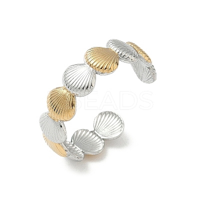 304 Stainless Steel Double Color Cuff Rings RJEW-S635-01GP-C-1