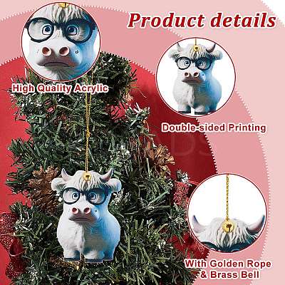 10Pcs 10 Styles Cartoon Cattle Acrylic Pendant Decorations HJEW-OC0001-33-1