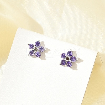 Brass Micro Pave Cubic Zirconia Stud Earrings EJEW-R016-26P-12-1