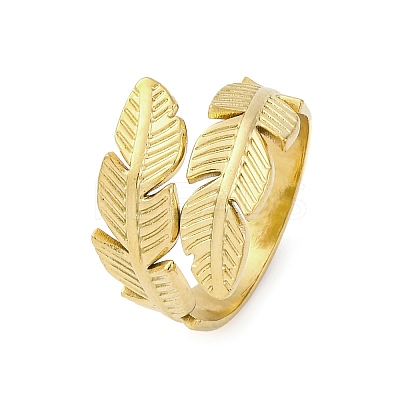 304 Stainless Steel Open Cuff Ring for Women RJEW-Z083-02G-03-1