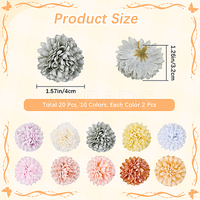 20Pcs 10 Colors Chrysanthemum Flower Ornaments AJEW-CN0003-08-1