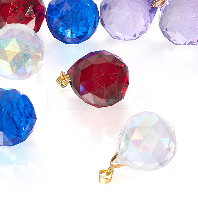 8Pcs 4 Colors Transparent K9 Glass Pendants FIND-TA0003-17-1