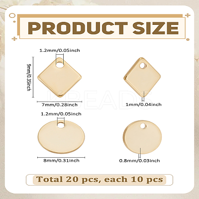 20Pcs 2 Styles 304 Stainless Steel Pendant Sets STAS-LP0003-99-1