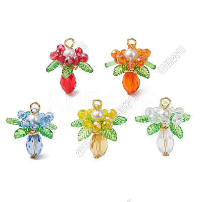 10Pcs 5 Colors Glass Pendants PALLOY-SZ00016-1