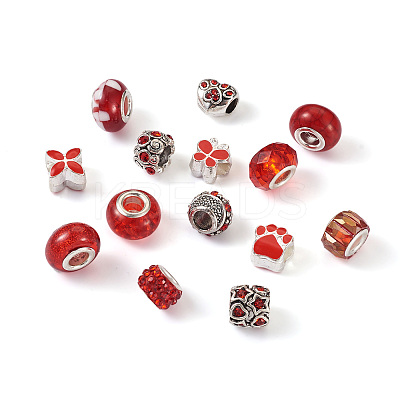98Pcs 23 Style Alloy Enamel European Beads MPDL-CW0001-01-1