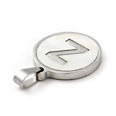 304 Stainless Steel with White Shell Pendants STAS-G268-01-P-1