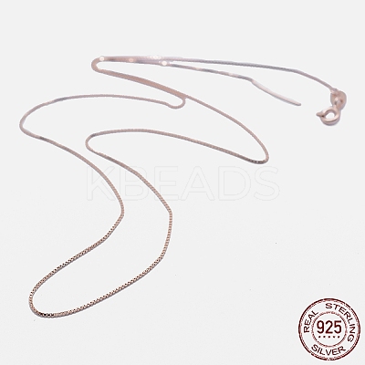925 Sterling Silver Box Chain Necklaces STER-F039-45cm-05RG-1