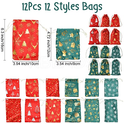 12Pcs 12 Styles Hot Stamping Christmas Velvet Storage Bags ABAG-FS0001-02-1