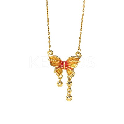 Brass Micro Pave Clear Cubic Zirconia with Enamel Pendant Necklaces for Women FS-WG014CD-01-1