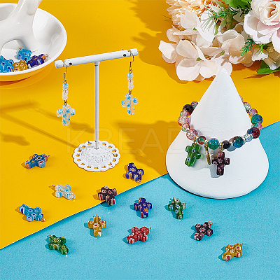 21Pcs Millefiori Glass Pendants PALLOY-PH01828-1
