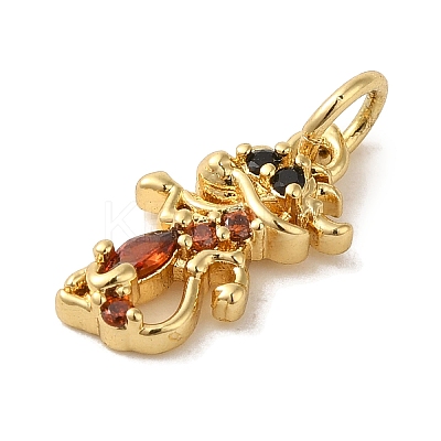 Brass Micro Pave Red Cubic Zirconia Pendants KK-R162-020A-G-1