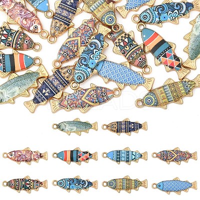 20Pcs 10 Colors Alloy Enamel Pendants FIND-YW0007-86-1