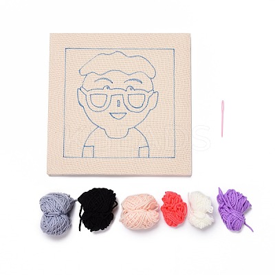 Boy with Glasses Punch Embroidery Supplies Kit LS-DIY-H155-01-1