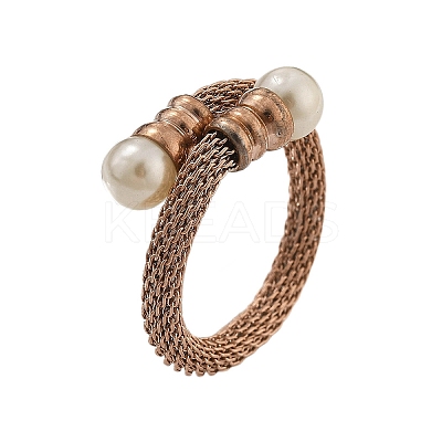 304 Stainless Steel Open Cuff Rings for Women RJEW-F173-02RG-1