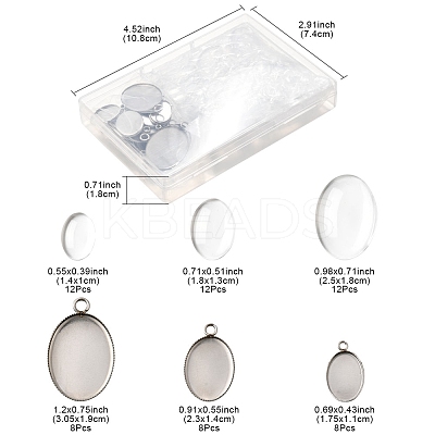 DIY Oval 304 Stainless Steel Pendant Making Kits DIY-FS0008-29-1
