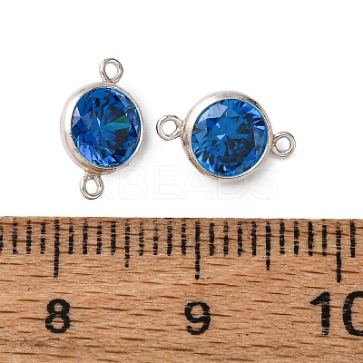925 Streling Silver Pave Cubic Zirconia Birthstone Connector Charms STER-NH0001-80P-07-1