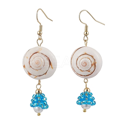 Shell Glass Dangle Earrings EJEW-MZ00424-05-1