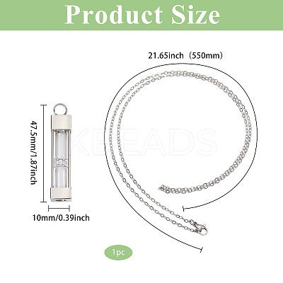 1Pc Glass Hourglass Rectangle Pet Memorial Keepsake Urn Ashes Pendant Necklaces NJEW-CA0001-27P-1