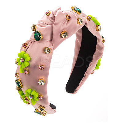 Resin Clover & Glass Rhinestone Hair Bands PW-WG55539-02-1