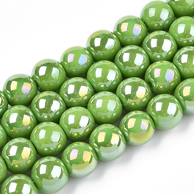 Electroplate Opaque Glass Beads Strands GLAA-T032-P8mm-AB06-1