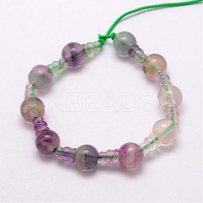 Natural Fluorite 3-Hole Guru Bead Strands G-K149-12-1