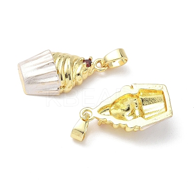 Brass Micro Pave Cubic Zirconia with Enamel Pendants KK-Z134-16G-01-1