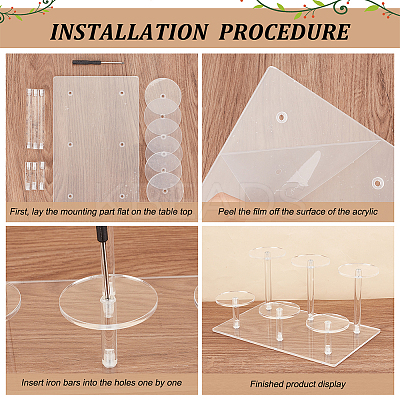 2-Tier Round Transparent Acrylic Toys Action Figures Display Riser Stands ODIS-WH0030-24A-1