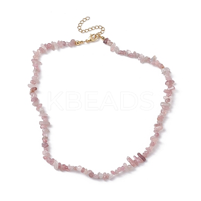 Natural Rose Quartz Chip Beaded Necklace NJEW-JN04616-13-1