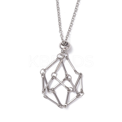 Crystal Holder Cage Necklace NJEW-JN04585-1