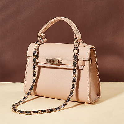 Cowhide Leather Purse Iron Chain Straps FIND-WH0156-32KCG-1