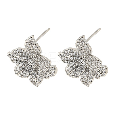 Brass with Cubic Zirconia Stud Earring EJEW-B035-46P-1