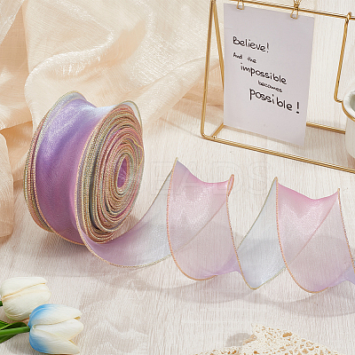 1 Bag Gradient Color Organza Ribbon OHAR-CY0001-01C-1
