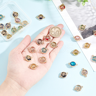 32Pcs 8 Colors Glass Connector Charms GLAA-AR0001-31-1