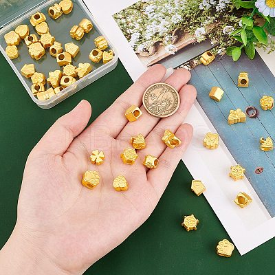 48Pcs 8 Styles Rack Plating Alloy European Beads FIND-PH0010-31-1