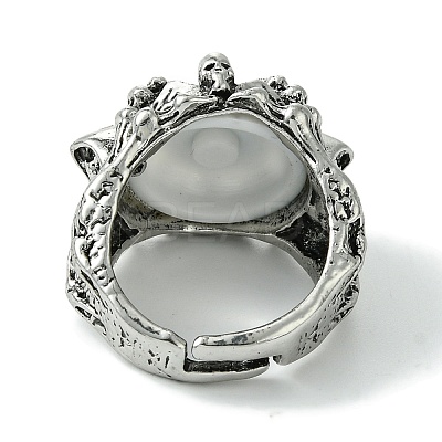 Evil Eye Alloy Acrylic Adjustable Rings RJEW-K275-51AS-01-1
