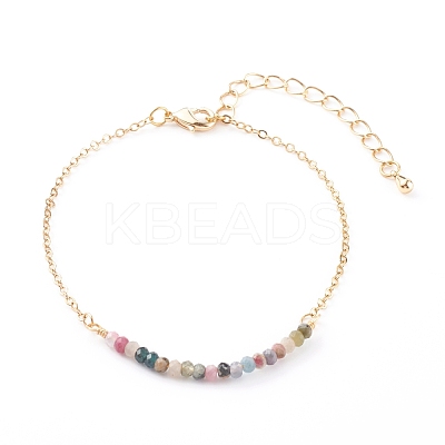 December Birthstone Natural Multicolor Tourmaline Beaded Bracelets BJEW-JB06092-12-1