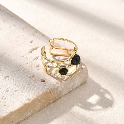Natural Black Agate Finger Rings STAS-Z112-05G-01-1